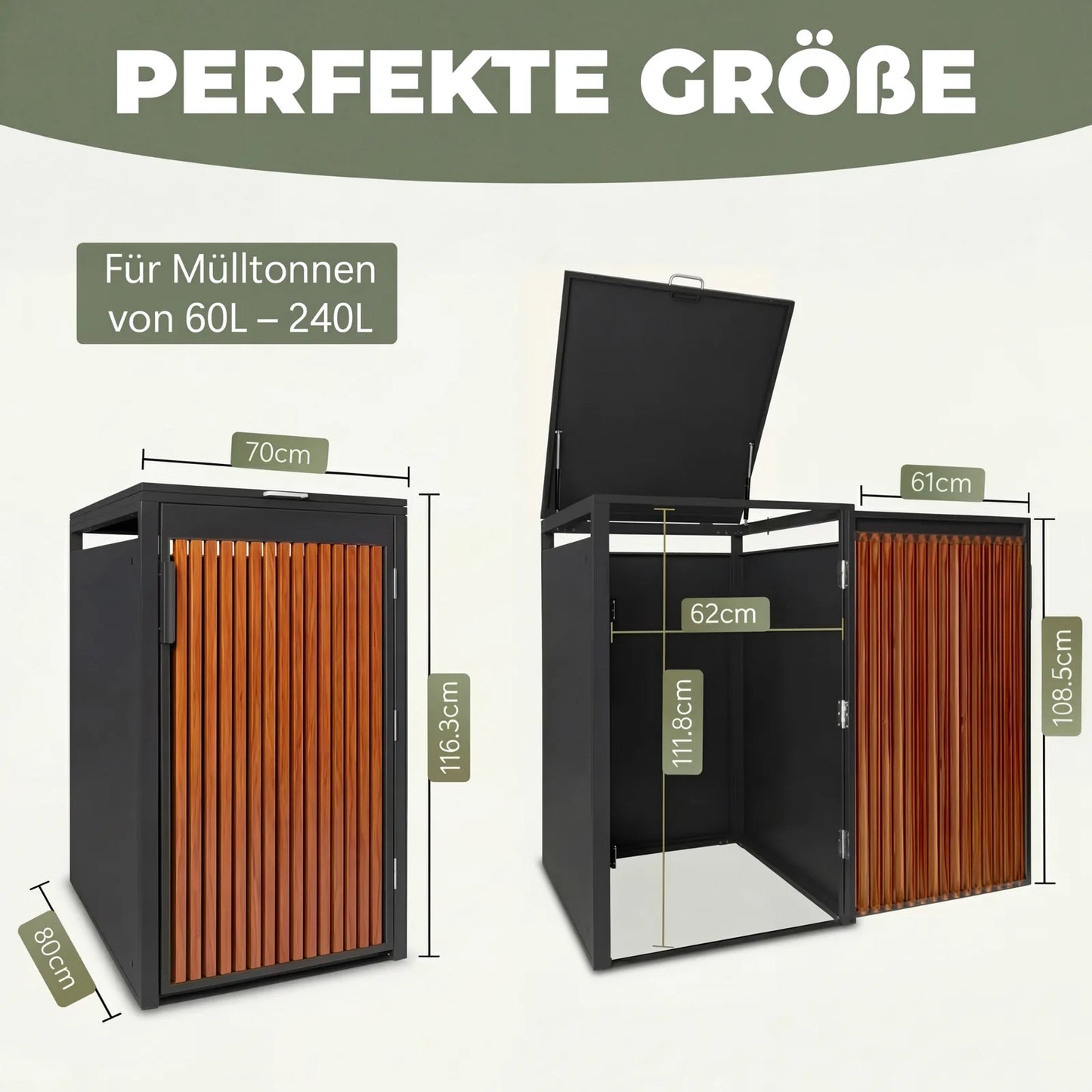Magnetverschluss der PANELO Mülltonnenbox für bequemes Öffnen und Schließen