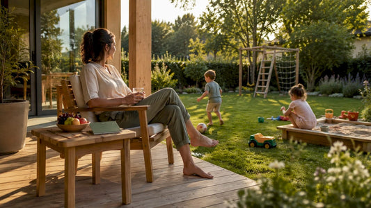 Unbeschwertes Spielen der Kinder im eigenen, sicheren Familiengarten