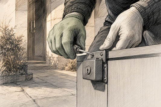 Das Schloss wird an der Mülltonnenbox angebracht