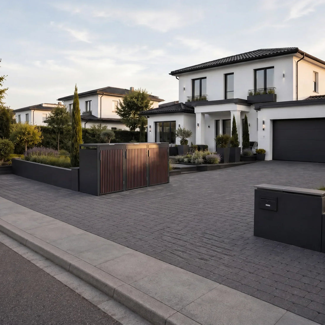 Mülltonnenbox 3er Modernes Haus Einfahrt