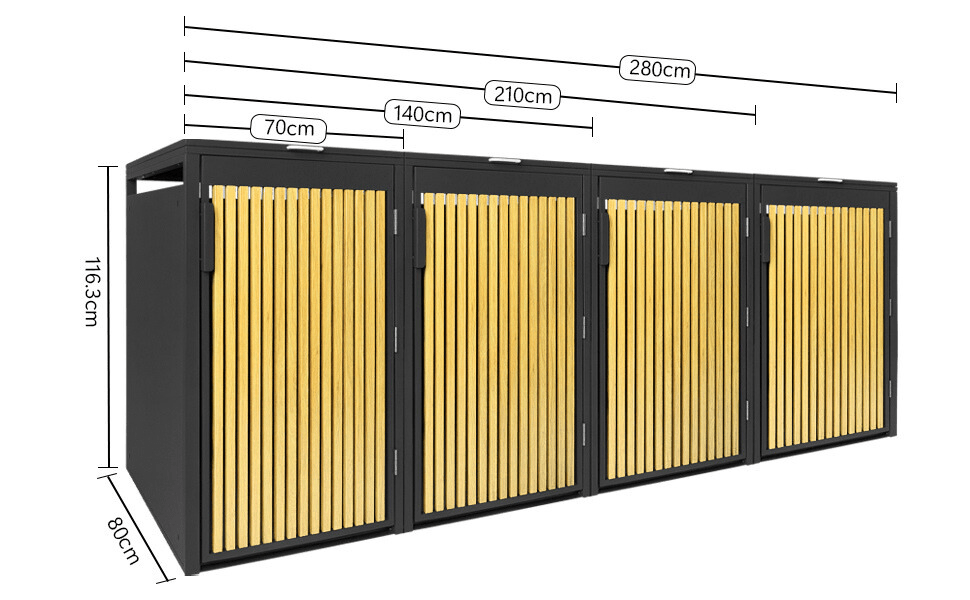 PANELO Mülltonnenbox 4er Eiche hell