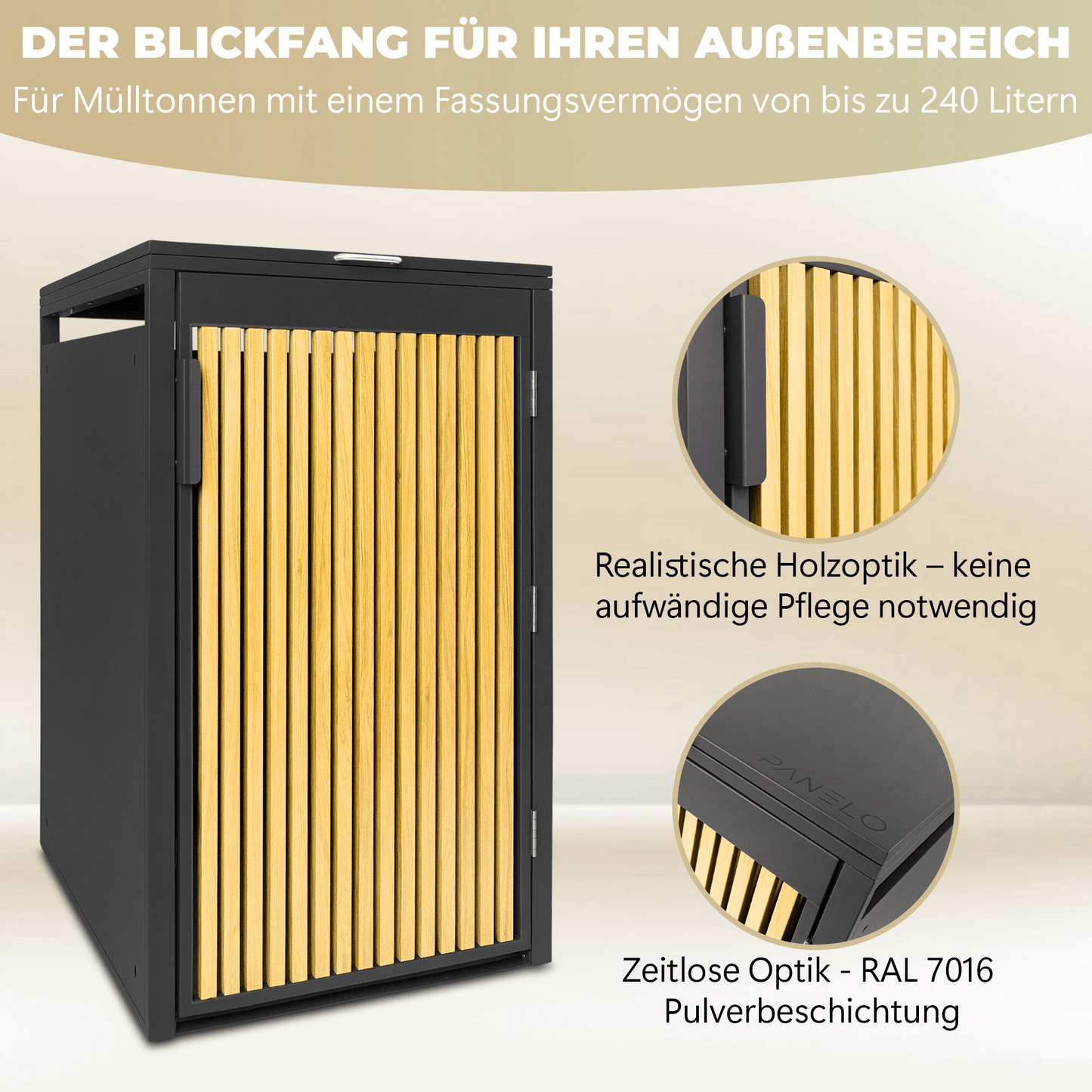 PANELO Mülltonnenbox 4er Eiche hell
